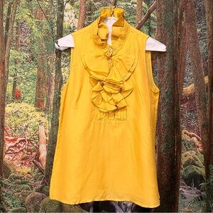 J.Crew Yellow Silk Ruffle Blouse XS 2 business natural fabric